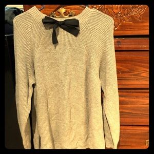 J Crew Sweater with Black Bow Tie